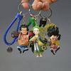 Action One Piece Keychain 3D Pvc Luffy Zoro Sanji figurali o'yinchoqlar sumkasi marjonlari