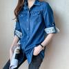 Fashion Long Sleeved Casual Denim Shirt Women's Korean Style Loose New Lapel Spring and Autumn Office Long Blouse Streetwear Thin Top Jacket Clothing