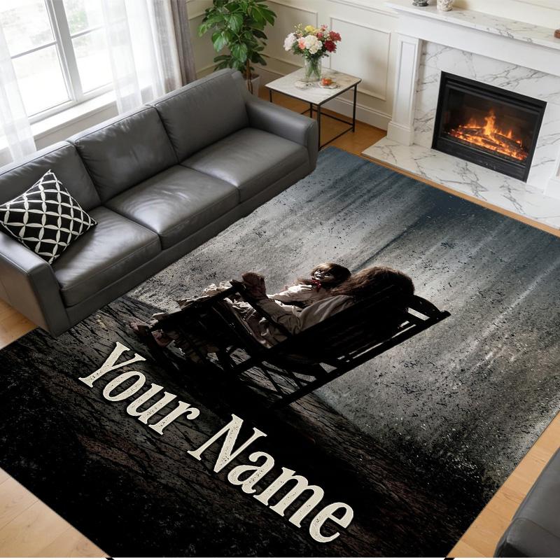 Crystal Velvet Rug Custom Name Text, Soft Non Slip Floor Mat Home DecorThe Conjuring Annabelle