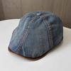 New washed and old retro denim splicing small edge octagonal hat literary and leisure painter hat trendy man