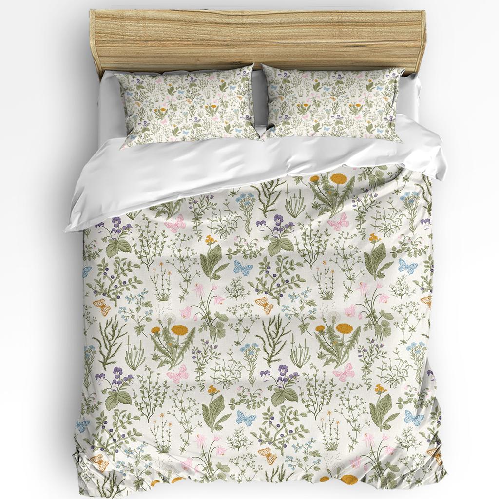 Spring Flowers Plants Wildflowers 3pcs Bedding Set For Double Bed Home Textile Duvet Cover Quilt Cover Pillowcase