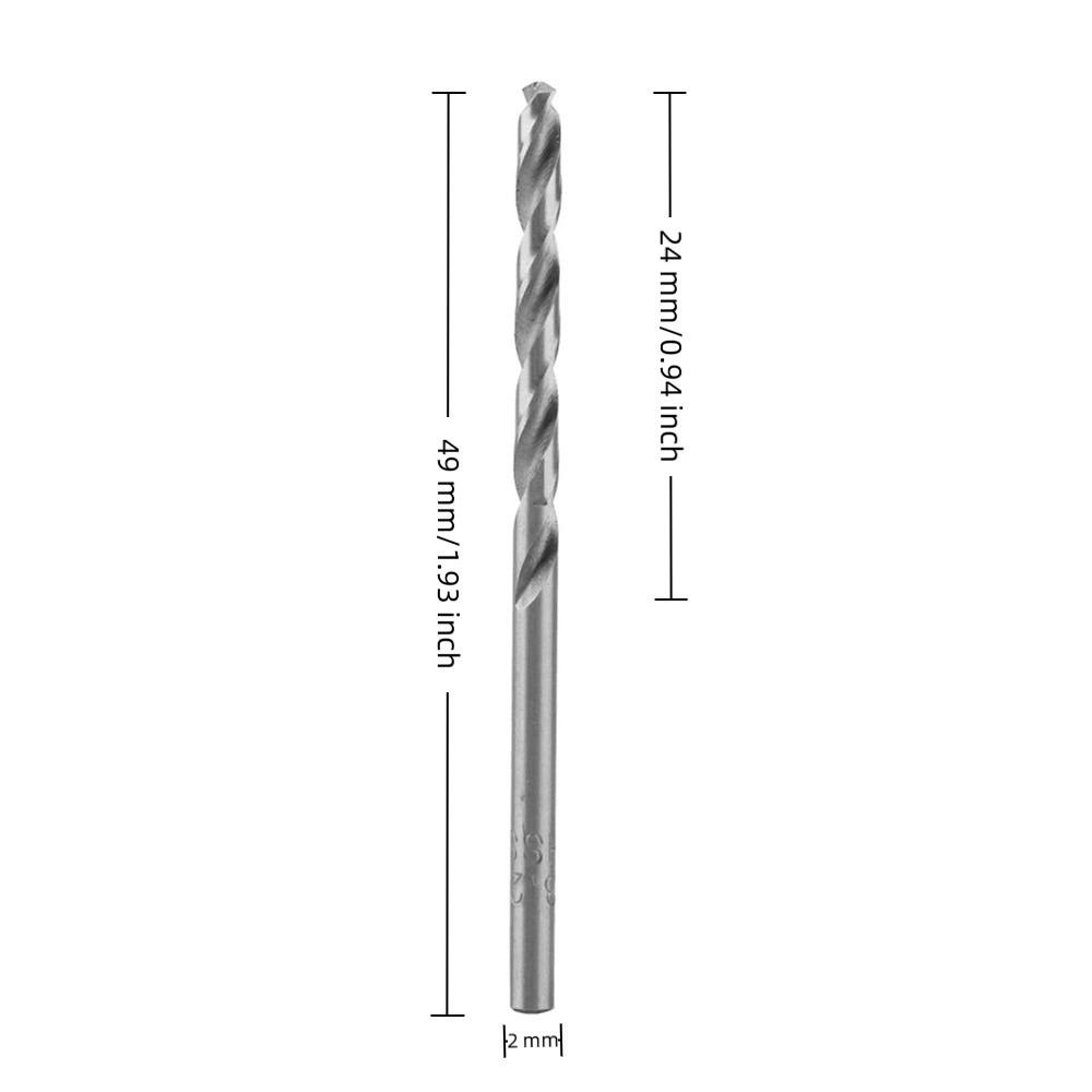 10pcs HSS Twist Drill Bits 2mm Diameter High Speed Steel Drill Bits Jobber Drill Bits For Wood