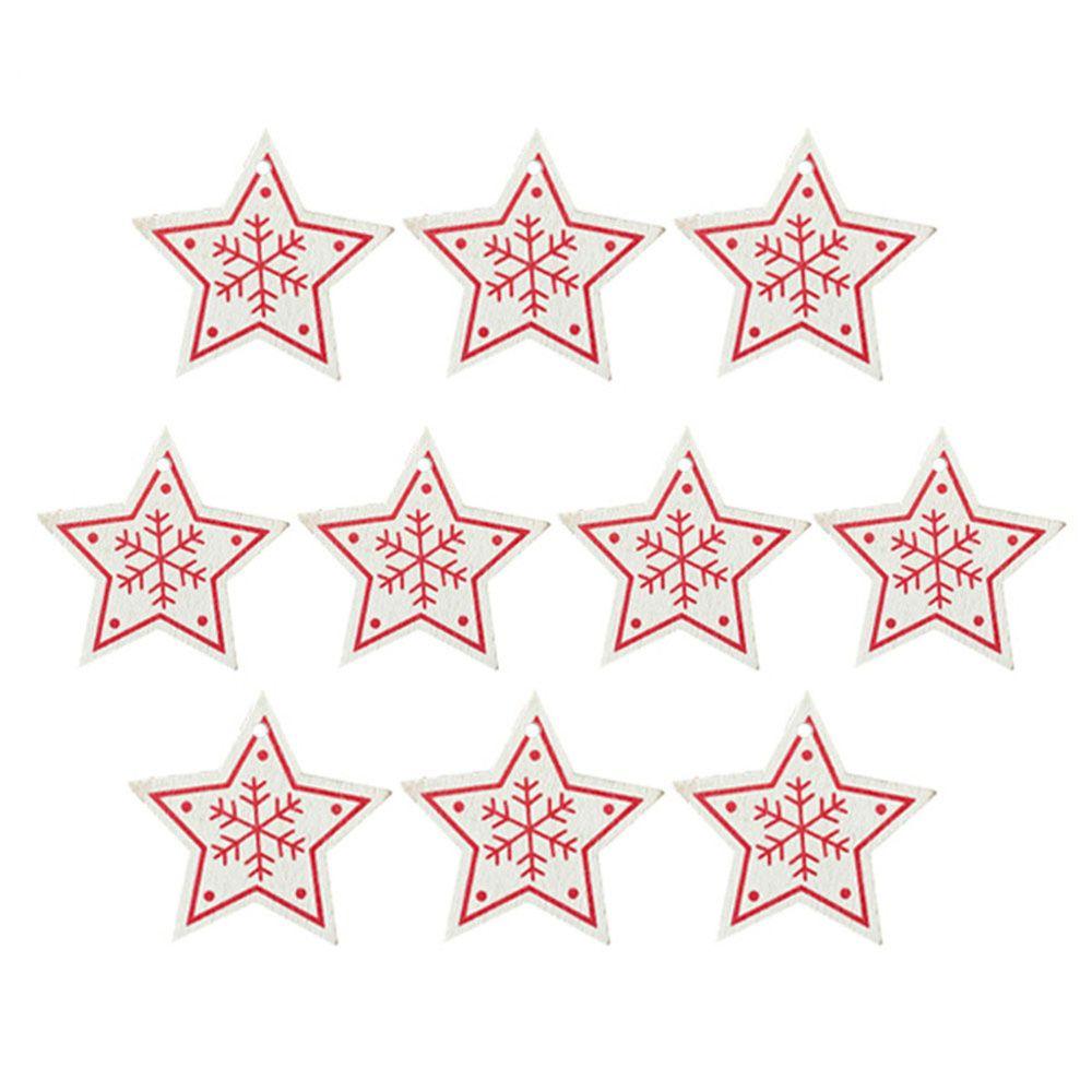 10pcs/set Festival Embellishment Decor Star Christmas Tree Ornament Party Supplies Wooden Tag