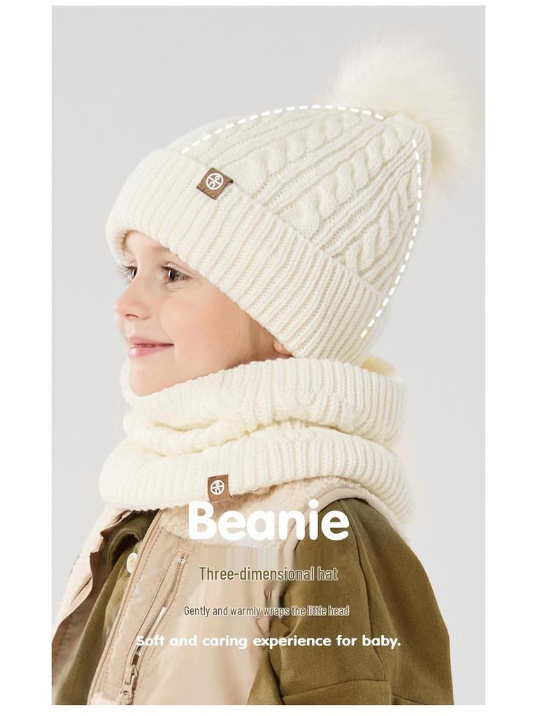 Детский зимний набор с помпоном: шапка, шарф и перчатки – на флисовой подкладке, теплый, вязаный комфорт