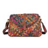 Handmade Genuine Leather Bag for Women Colorful Striped Corresponding Small Shoulder Bag Casual Ethnic Style