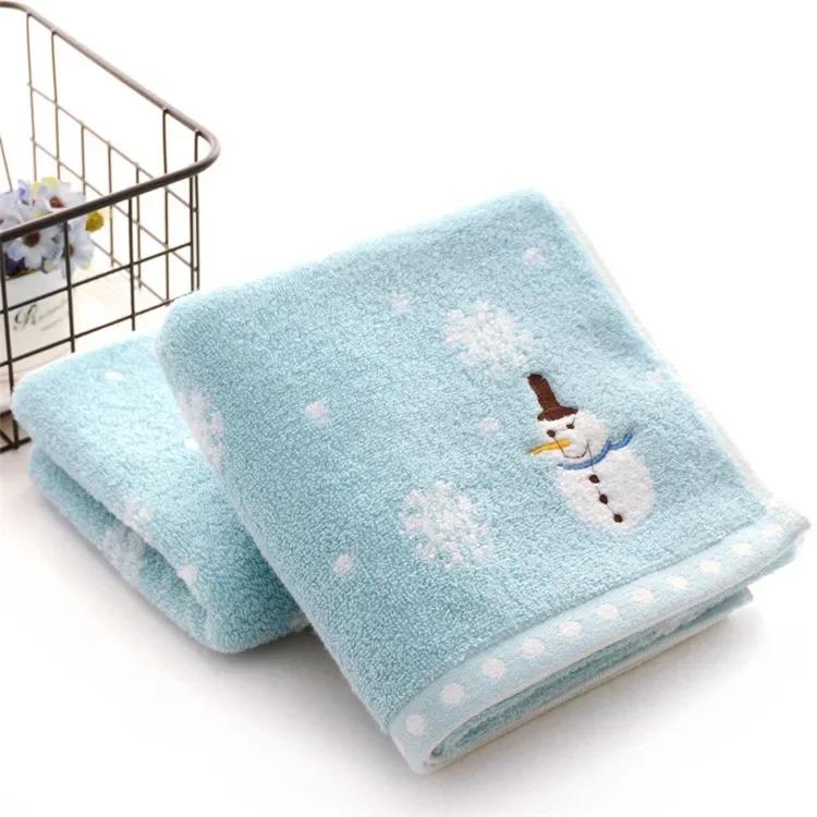 Рождественское полотенце для рук и лица для детей, 100% хлопок, снеговик, моющее полотенце, домашние полотенца для ванной, подарок на Новый год и Рождество