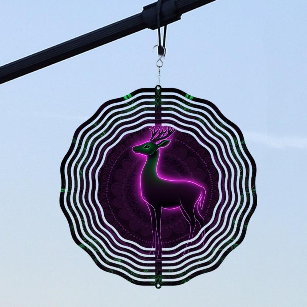 10-дюймовые колокольчики ветра с животными и 3D-мандалой, вращающиеся яркие узоры без батареек для уличного декора, идеальный праздничный подарок