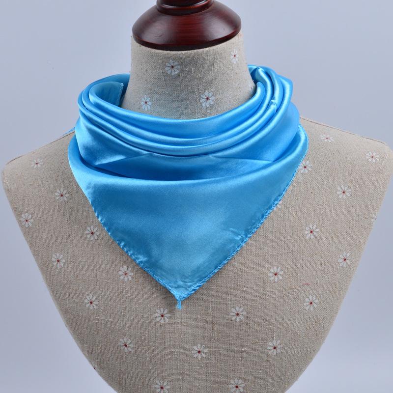 50x50cm Women Solid Square Scarf Single Performance Boy Girl Small Simulation Silk Scarves Flight Attendant Party Gift