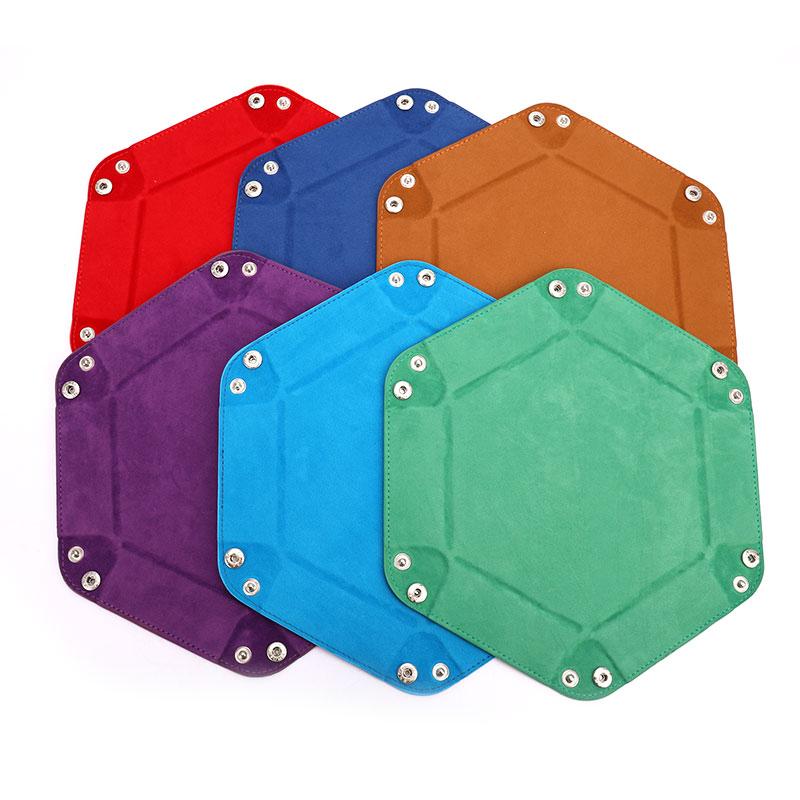 Складной лоток для игральных костей из искусственной кожи, складной шестиугольный квадратный лоток для монет, игра в кости