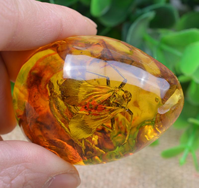 Янтарная бабочка, насекомое, каменный кулон, ожерелье, ручная полировка, подарок