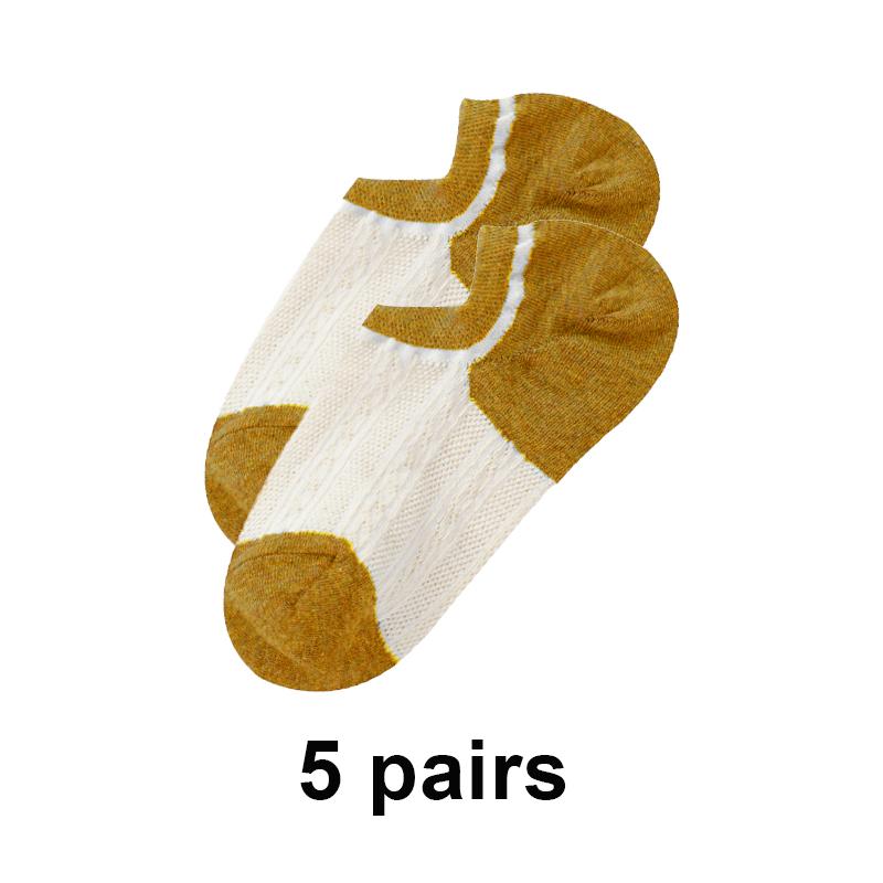 5 пар летних женских носков в стиле ретро ярких цветов, хлопковые повседневные сетчатые милые короткие невидимые носки, размер ЕС 35-39