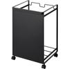 Yamazaki Tower Trash Wagon with Concealed Bins, 2-Compartment, Black. 4331. 15.7x12.6x21.7 inches.