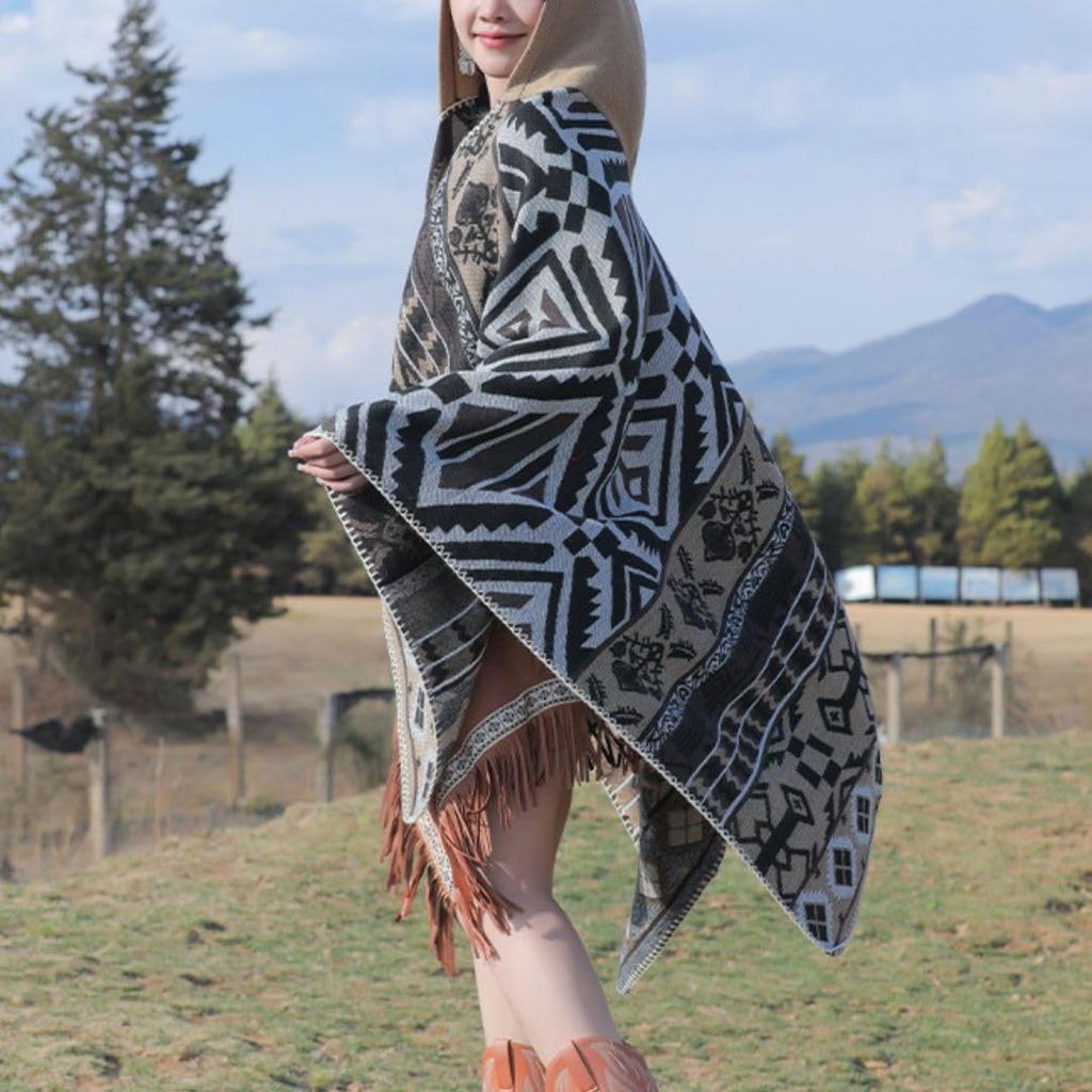 Накидка, Уличный плед, Пончо для костра, Пальто с капюшоном, Шаль, Плед (бежевый) [Параллельный импорт]