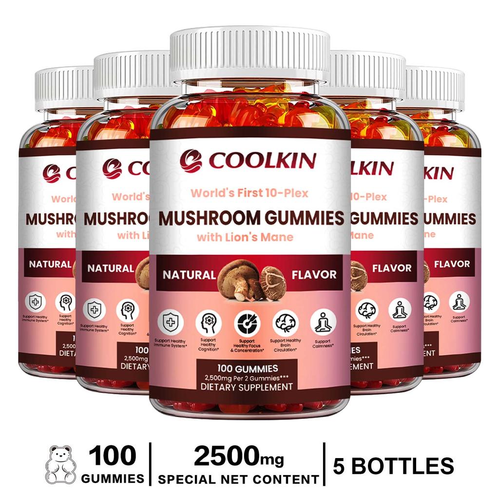 Coolkin Mushroom Complex Gummies – Featuring Lion's Mane and Cordyceps Extracts; Supports Immunity; Suitable for Adults.