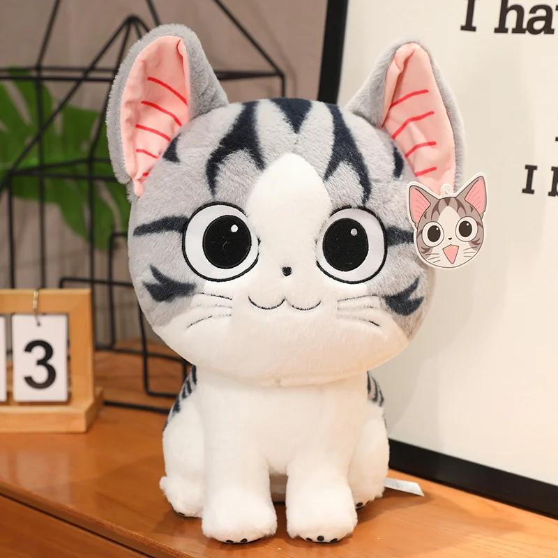 Kawaii Cheese Cat, плюшевая кукла, черно-белая стоячая сырная кошка, плюшевая игрушка, мягкий хлопковый наполнитель, чтобы сопровождать спящую куклу