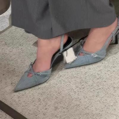 Модная обувь для женщин 2024 года, горячая распродажа, женские туфли на высоком каблуке без застежек, модные туфли-лодочки, женские сандалии с острым носком и тонким каблуком