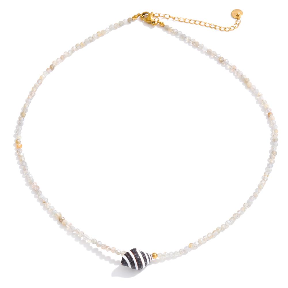 Yhpup Stainless Steel Conch Pendant Necklace Handmade Accessories White Gray Crystal Bead Chain Summer Collar Cheaper Jewelry
