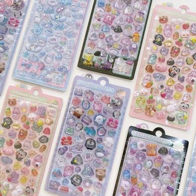 4 листа Мультяшные Животные Привидение Кролик Эстетичные Наклейки 3D Рельефные Желейные Наклейки Сделай Сам Чехол для Телефона Дневник Канцелярские Наклейки Декор