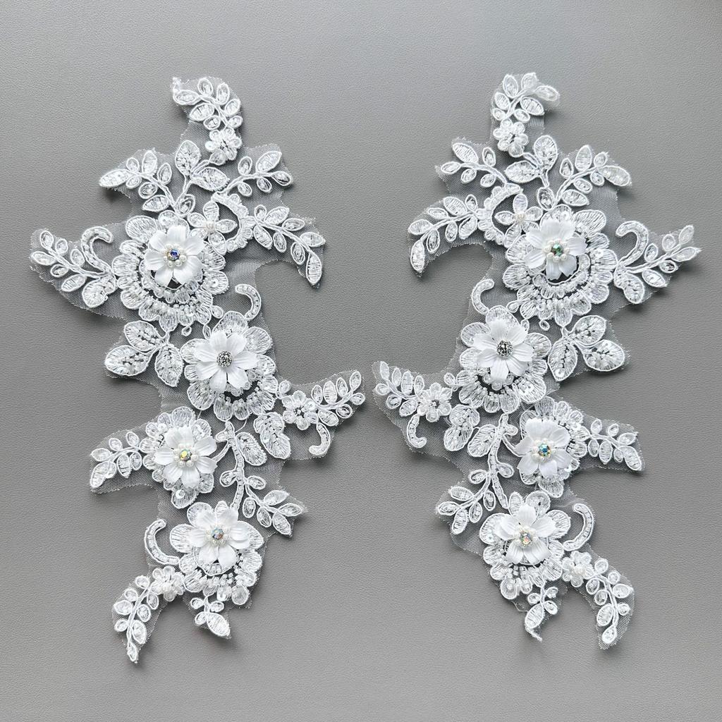 Three-Dimensional Lace Sequins Flower Clothing Wedding Dress Cheongsam Accessories Beads Hand Sewn Clothing Accessories Diy Jewelry Decoration