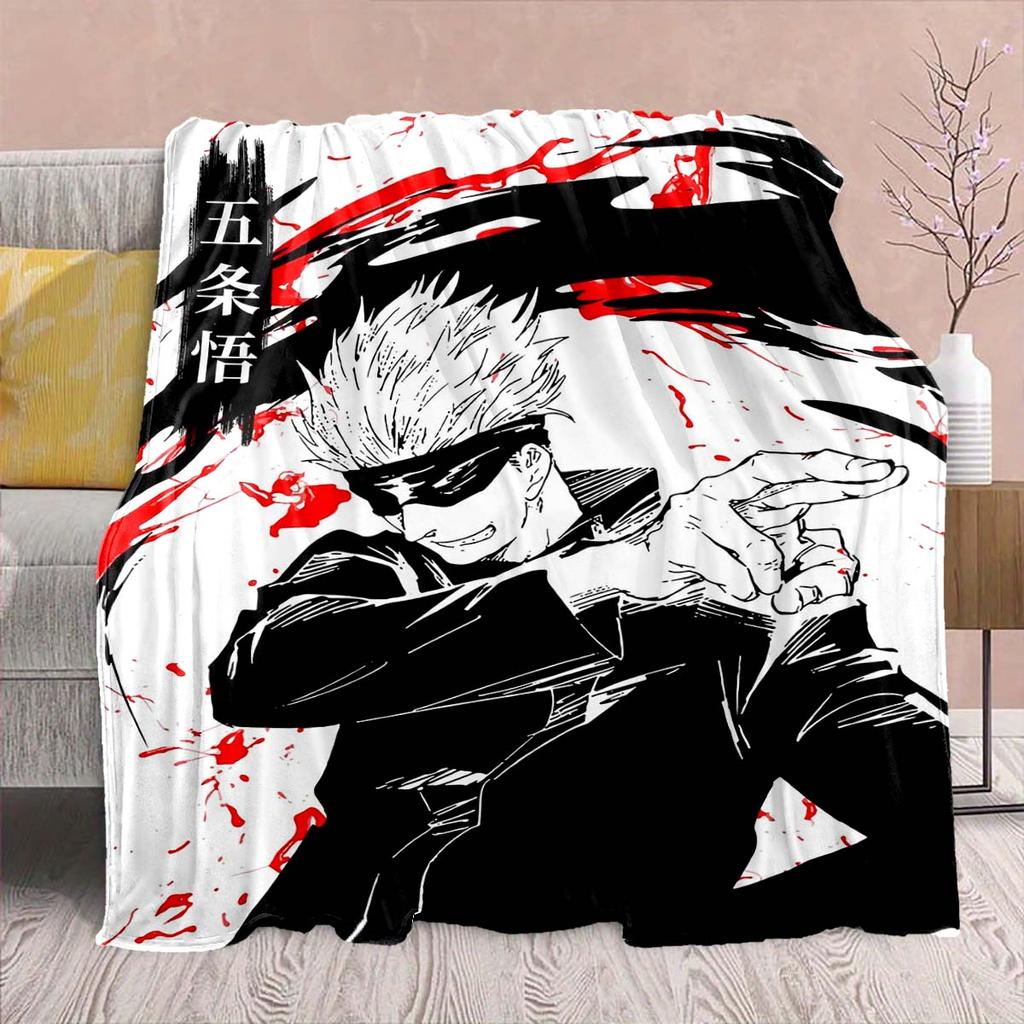 Фланелевое одеяло Аниме Jujutsu Kaisen - Мягкое, теплое, идеально подходит для дивана, кровати, кемпинга, путешествий, офиса, домашнего декора -QJY