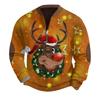 Mens Christmas Sweater Zip Up Sweatshirts Vintage Knit Graphic Sweatshirt Xmas Stand Collar Pullover