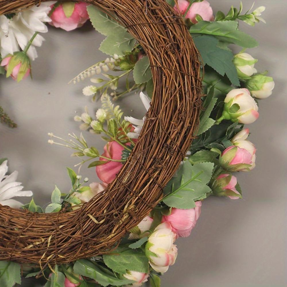 1 шт. искусственный венок из пионов 40 см, цветочный венок на дверь с зелеными листьями, весенний венок для входной двери, свадебного украшения на стену дома