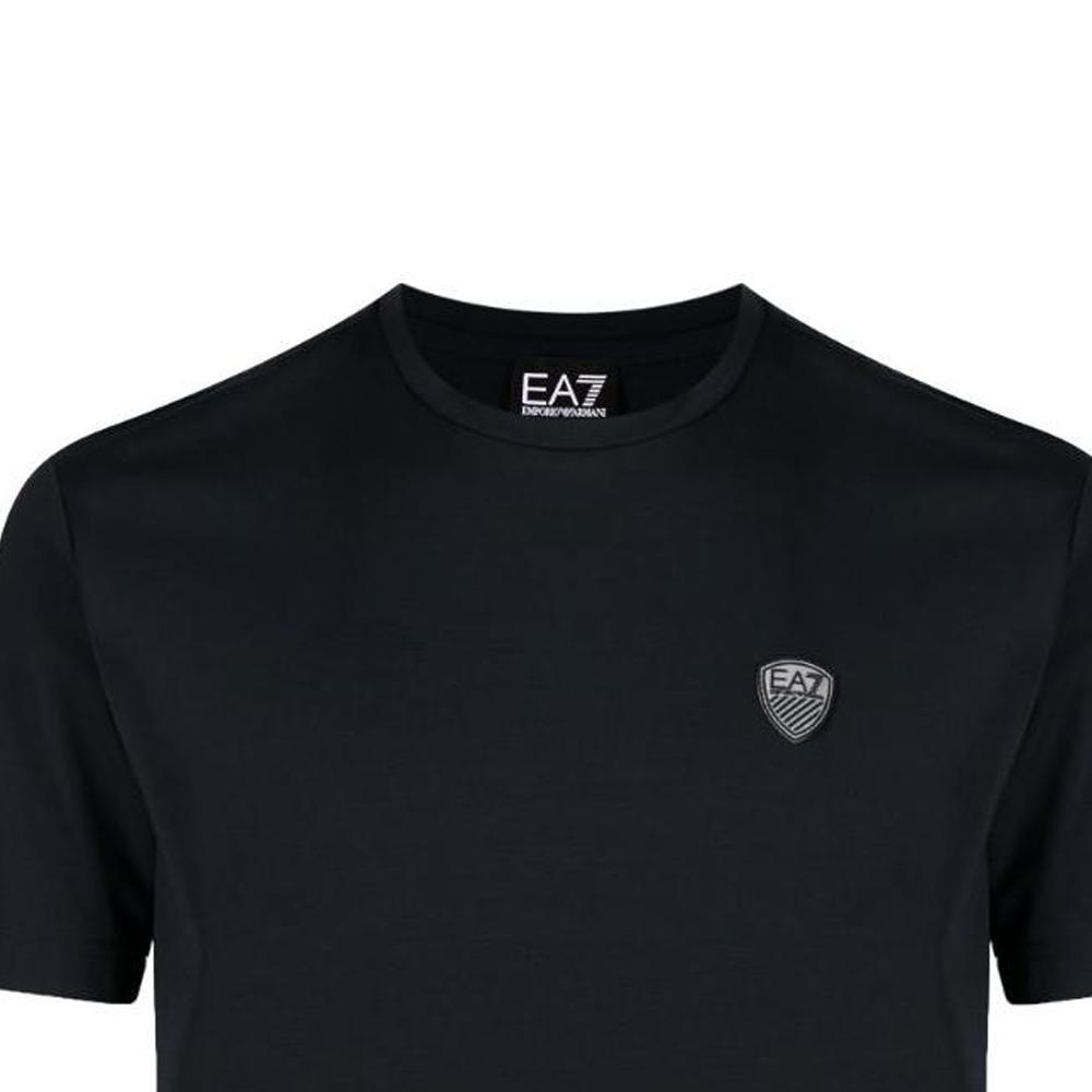 Emporio Armani Мужская облегающая футболка с коротким рукавом, круглым вырезом и принтом логотипа, черный 8NPT16-PJRGZ-1200