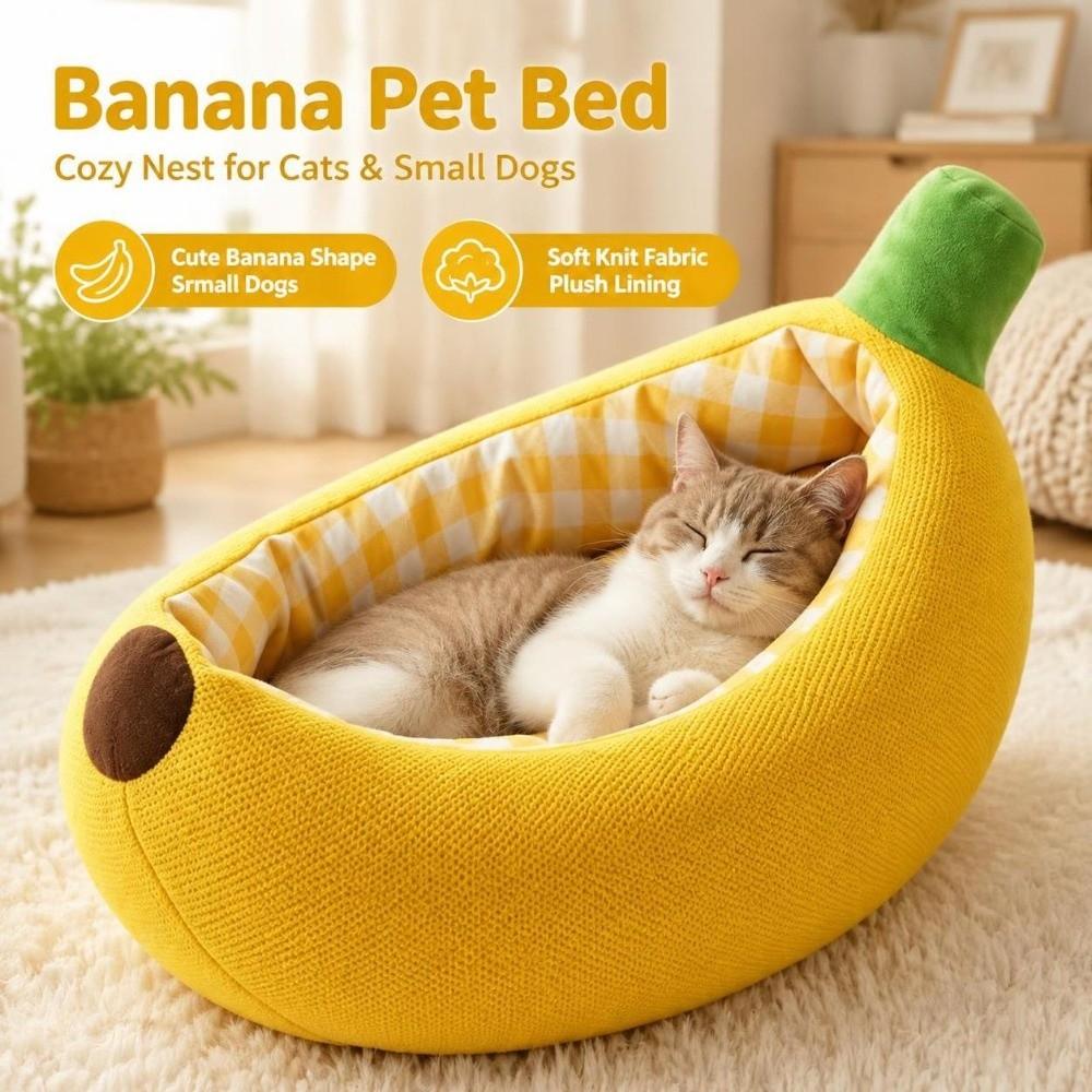 Banana Shape Cat Kennel Plush Soft Dog Bed New Pet Bed Pet Supplies