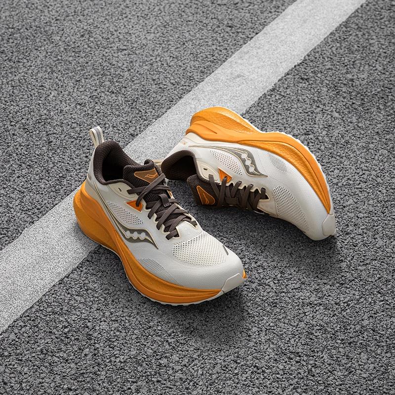 Saucony Slip Resistant Abrasion Resistant Support Low top Casual Running Shoes Men's Beige Orange S28225-1
