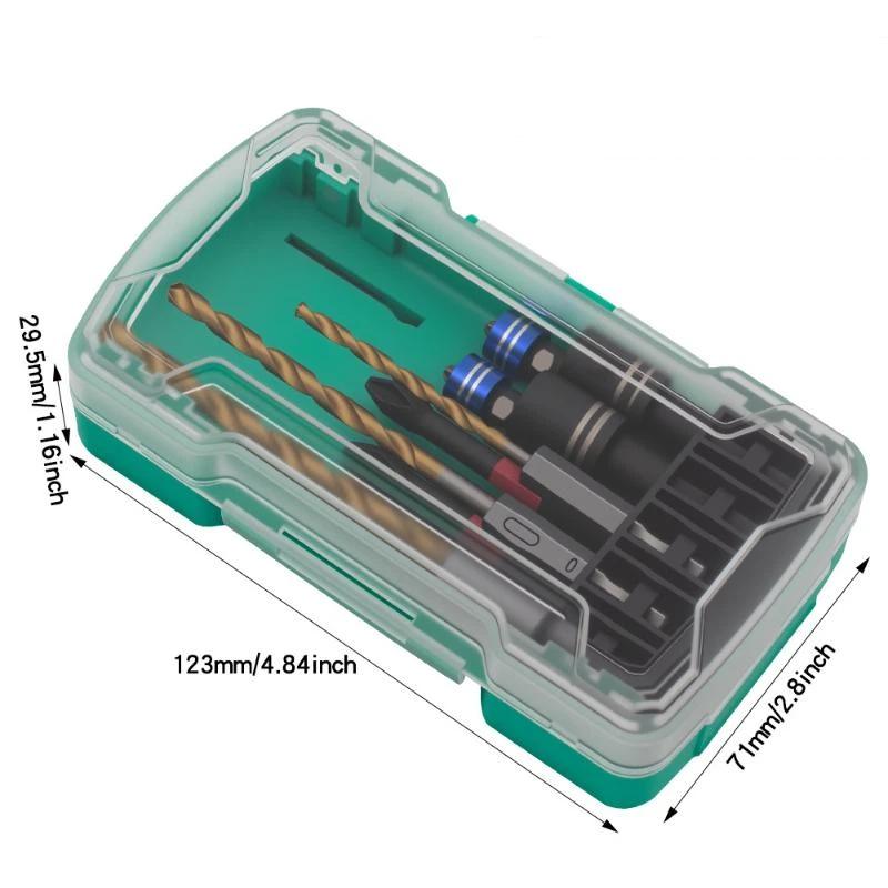 Titanium Coated Drill Bit And Socket Set With Portable Storage Box For Home Repair Diy Woodworking Projects