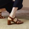 New Summer Genuine Leather Sandals Women Sandals Open Toe Woman Shoes Chunky Heel Sandals High Heels