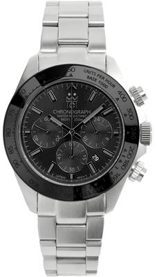 НОВАЯ модель Hyakuichi Chronograph Watch Watch 20 ATM Water Resistant Date Quartz Ceramic Bezel Silver Bracelet x Full Black Face SBB [HYAKUICHI 101]