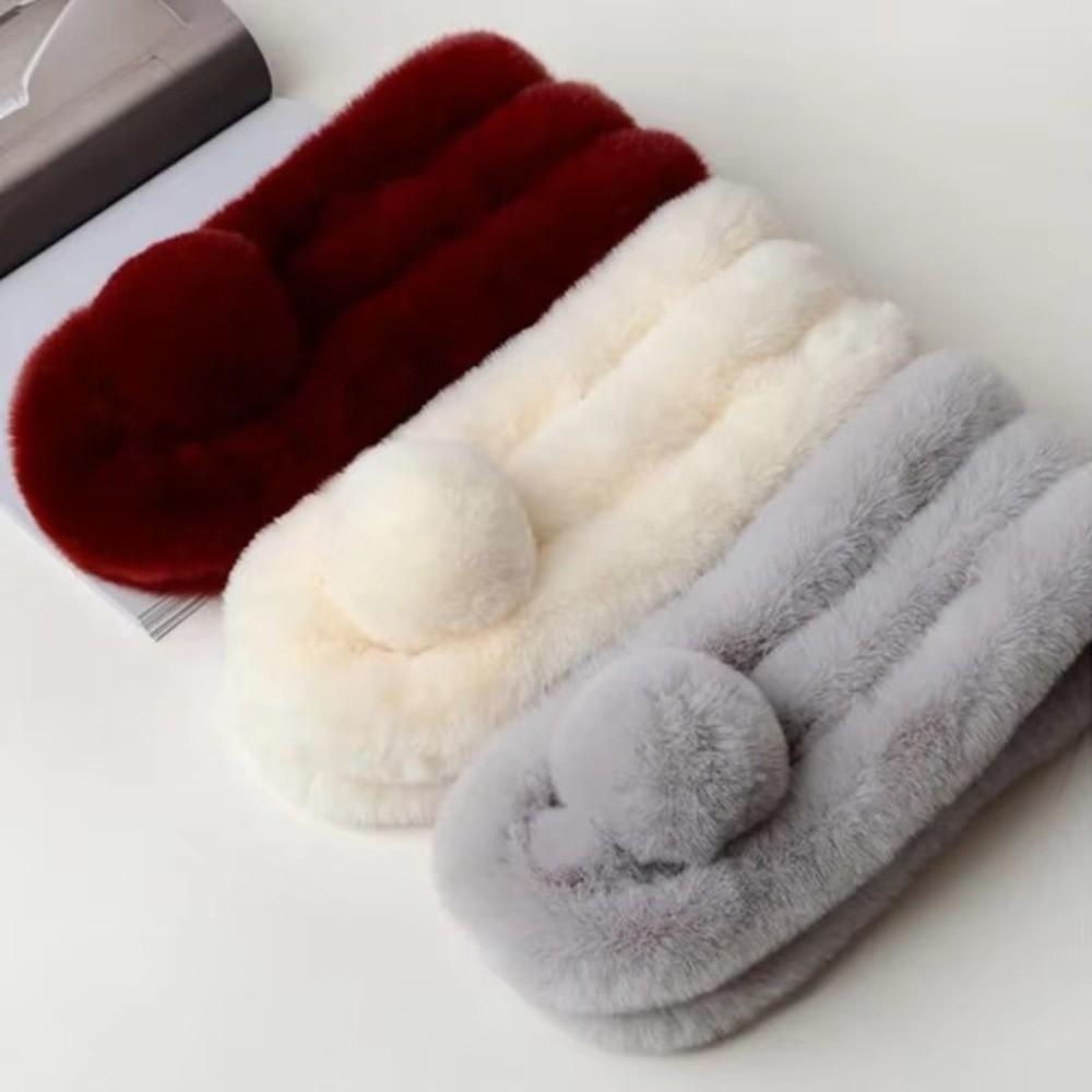 Faux Rabbit Fur Plush Cross Scarf Thicken Double-sided Neck Cover Shawl Women Girls