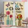2pcs 2D Flat Printing Window Curtains Today I Choose Happy Butterflies Flowers Polyester Without Electricity Party Decorations