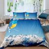 Skiing Sports Duvet Cover Queen Size For Kid Teen Winter Sport Ski Theme Comforter Cover Set Microfiber Snow Mountain Landscape