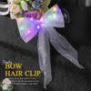 Jeairts Led Veil Bridal Bow Clip Pearl Wedding Hair Piece Glowing White Tulle Bow with Clip Bachelorette Party Hair Accessories for Women and Girls