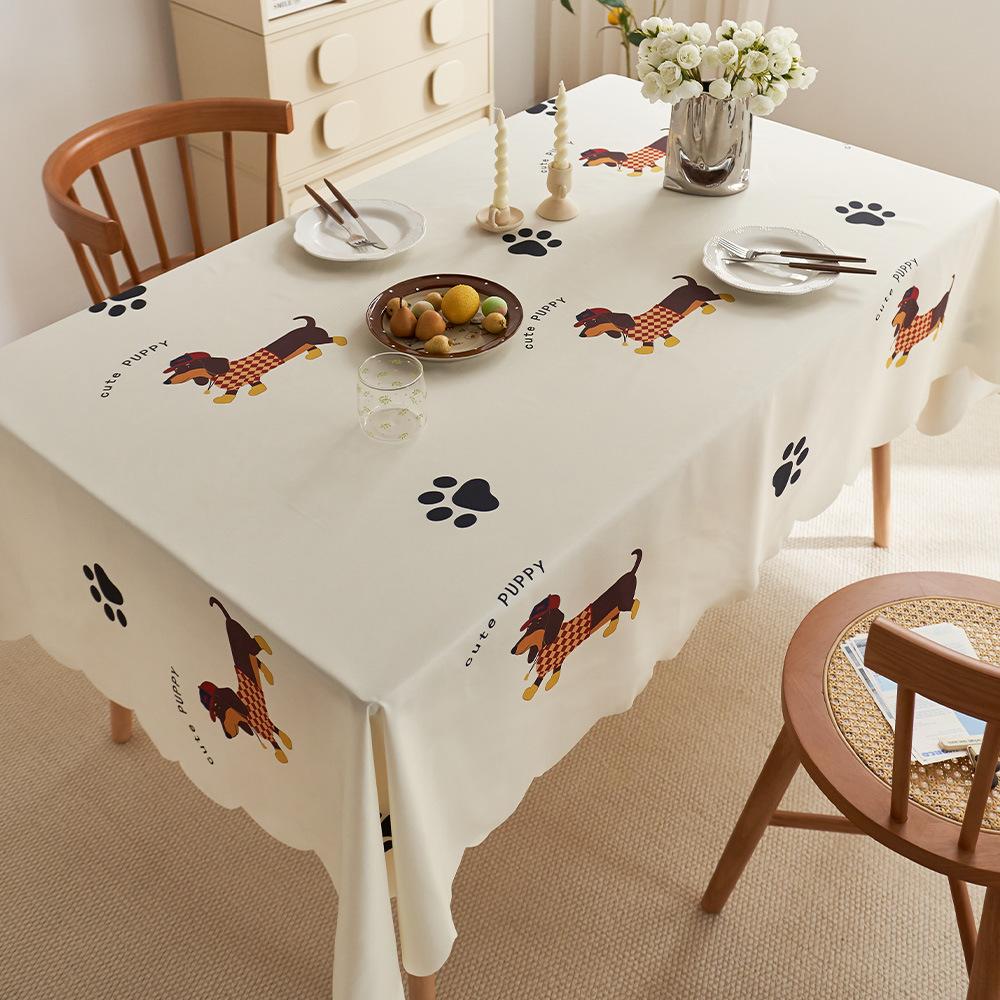 Waterproof Special-Shaped Tablecloth, Anti-Scalding Table Mat, Hemp Fabric Tablecloth, Light Luxury, High-End Coffee Table Cover