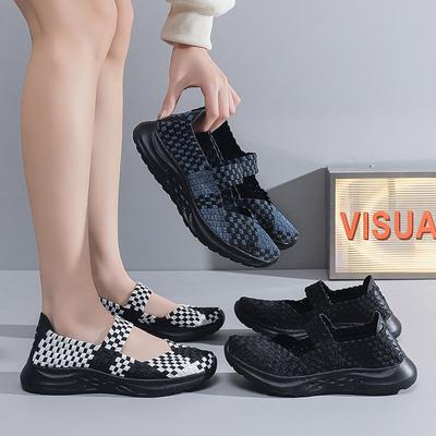 Туфли на плоской подошве Женская повседневная обувь Дышащие плетеные кроссовки ручной работы Женские мокасины Удобная прогулочная обувь Легкая обувь для лодок