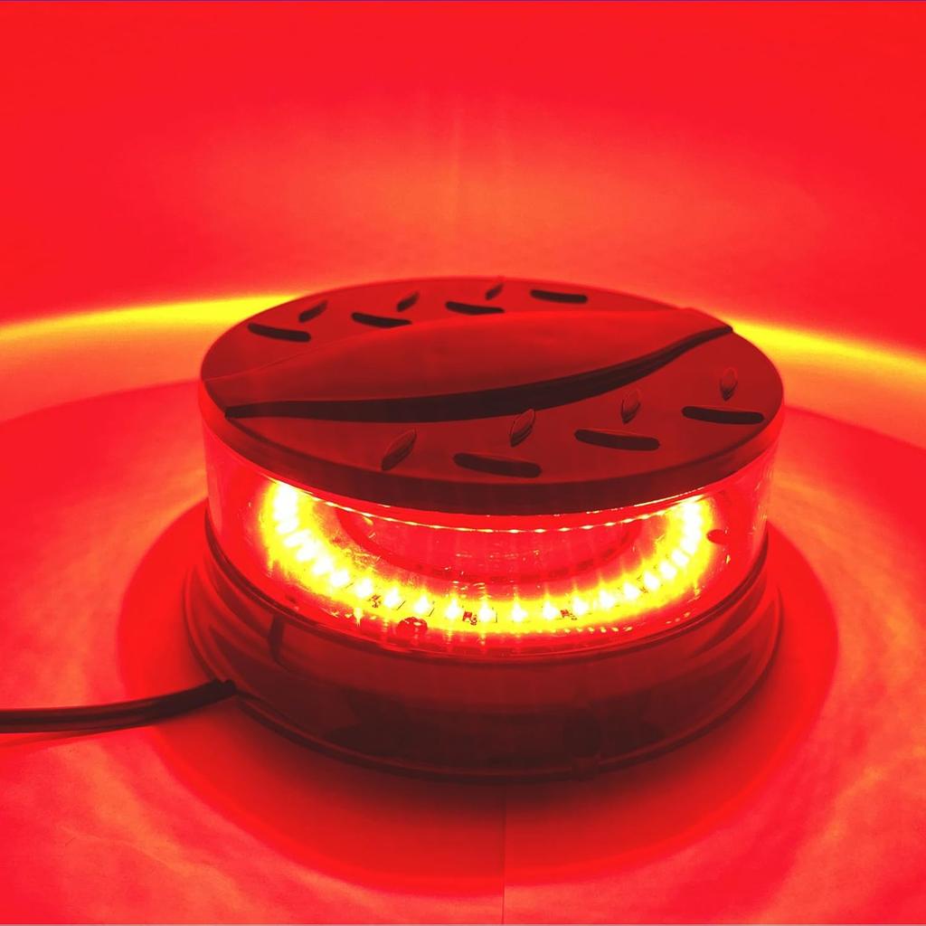 TOPKU 4.7" LED Rotating Beacon Strobe Light with 48 LEDs, Magnetic Suction Cup Base, 12-24V, 80W Power Supply, Brilliantly Bright and Compact (Blue