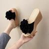 Fashion Women Wedge Slippers Summer Beach Platform Shoes Flower Peep Toe Female Sandals Soft Comfortable Thick Sole Ladies Slides