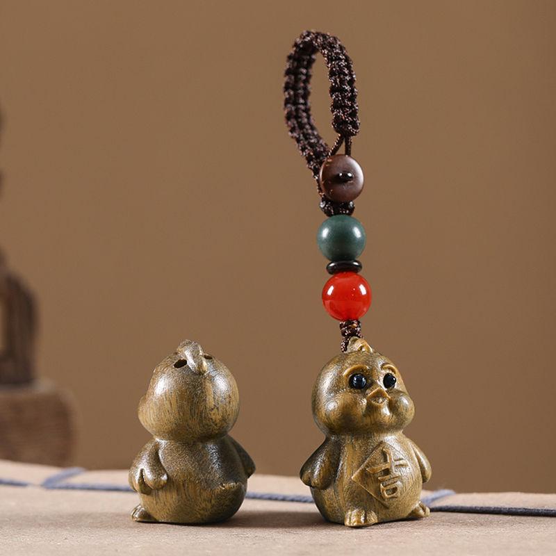 Auspicious Green Sandalwood Dragon Zodiac Cartoon Keychain & Universal Phone Lanyard