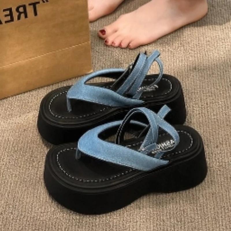 Fashion 2024 High Quality Shoes Female Ankle Strap Women's Sandals Summer Buckle Solid Platform Casual Fashion Sandals Zapatos De Mujer