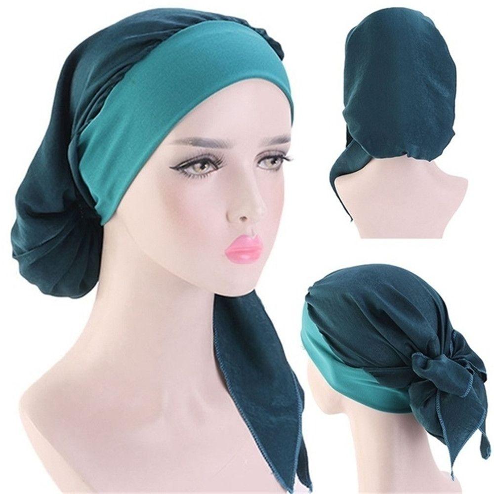 Fashion Headwear Pre-Tied Elastic Chemo Pirate Cap Hair Loss Hat Muslim Turban Cancer Head Scarf