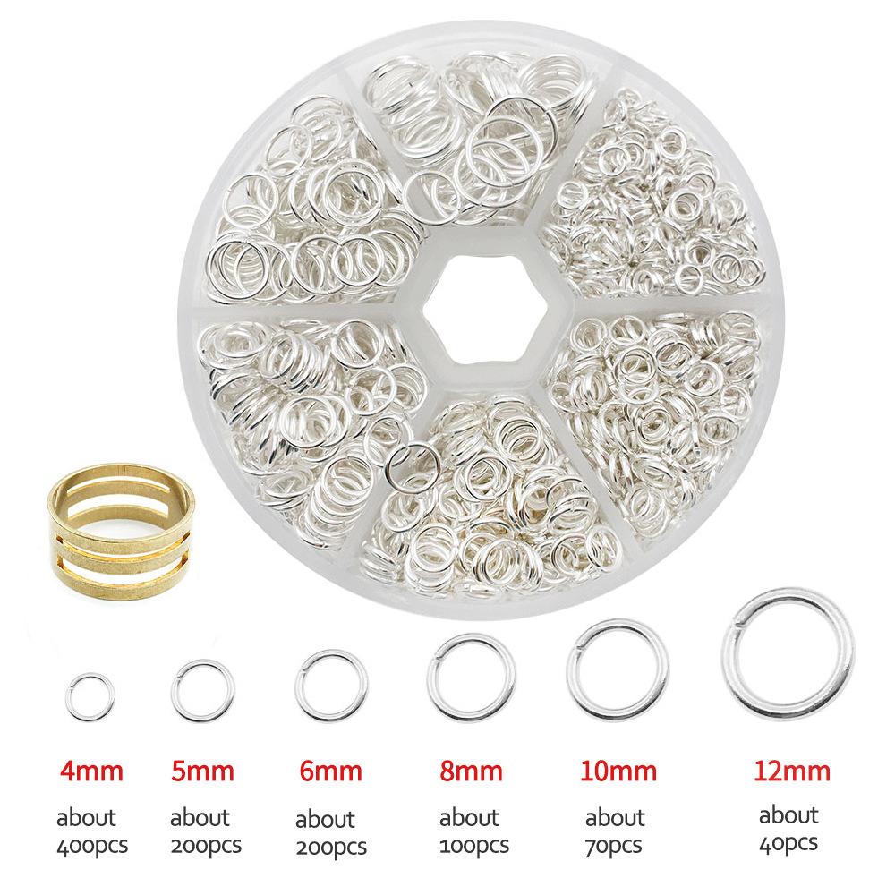 1010 шт. однопетлевое многоцветное кольцо для прыжка с открытой петлей, железная коробка для колец, украшения ручной работы, аксессуары, закрывающее кольцо