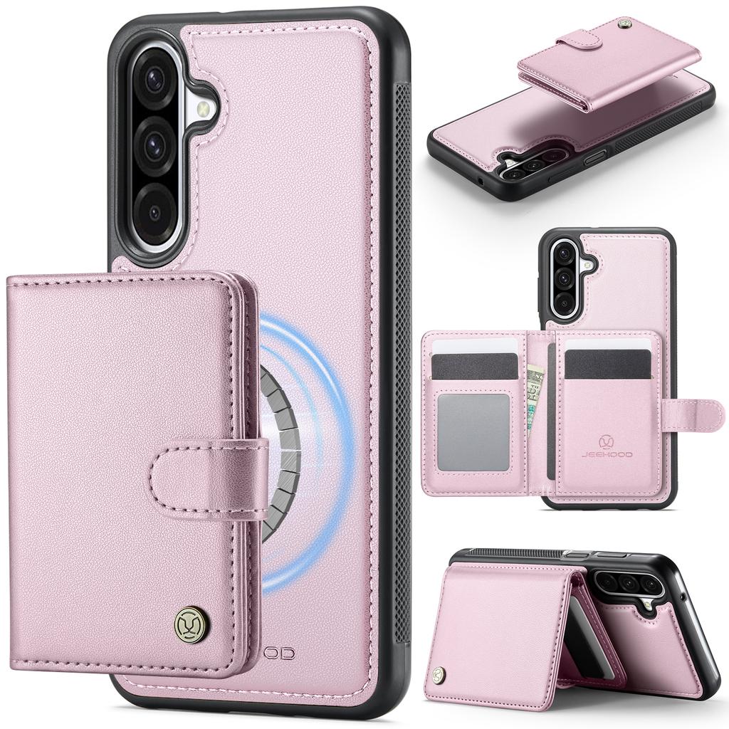For Samsung Galaxy A26 5G Case JEEHOOD J09 RFID Blocking Card Holder Leather Back Phone Cover Magnetic Case