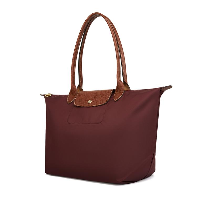 Longchamp Le Pliage Двойная ручка Застежка-молния Переработанный холст Сумка-тоут На плечо Женские сумки Коричневый 1899089P87