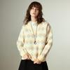 Chuyu Women's Diamond Jacquard Double Collar Knit Sweater