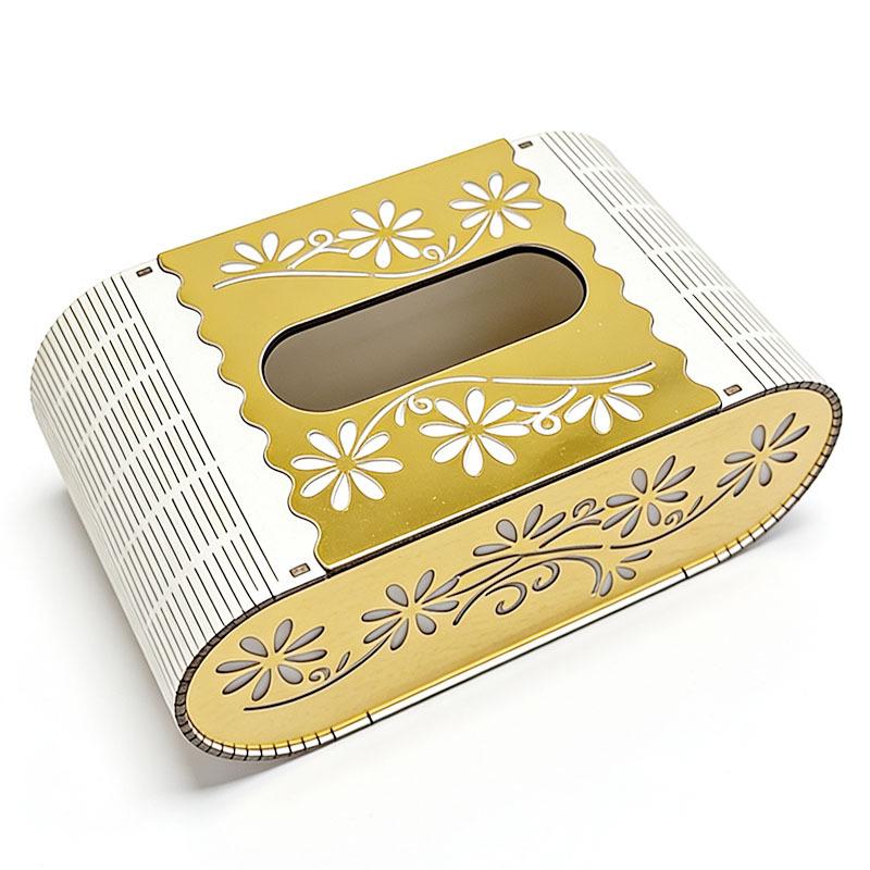 Wooden Carved Tissue Box Cover, European Style Decorative Napkin Holder, Creative Desktop Storage Box for Home Living Room Bedro