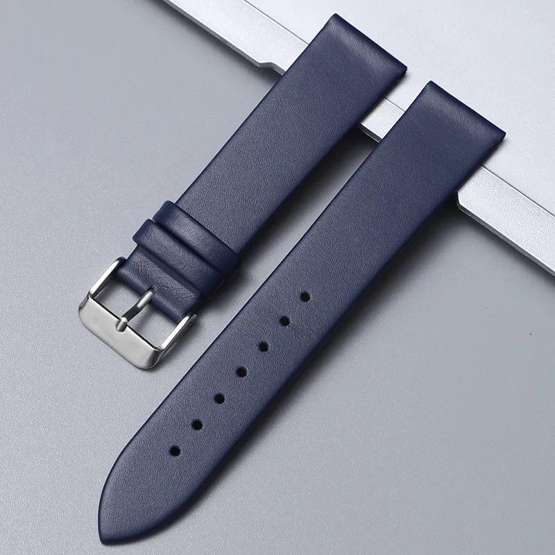 Ремешок для часов из мягкой кожи, ультратонкий ремешок 14 мм, 15 мм, 16 мм, 18 мм, 20 мм, 22 мм, сменный ремешок для наручных часов, ремешки для часов