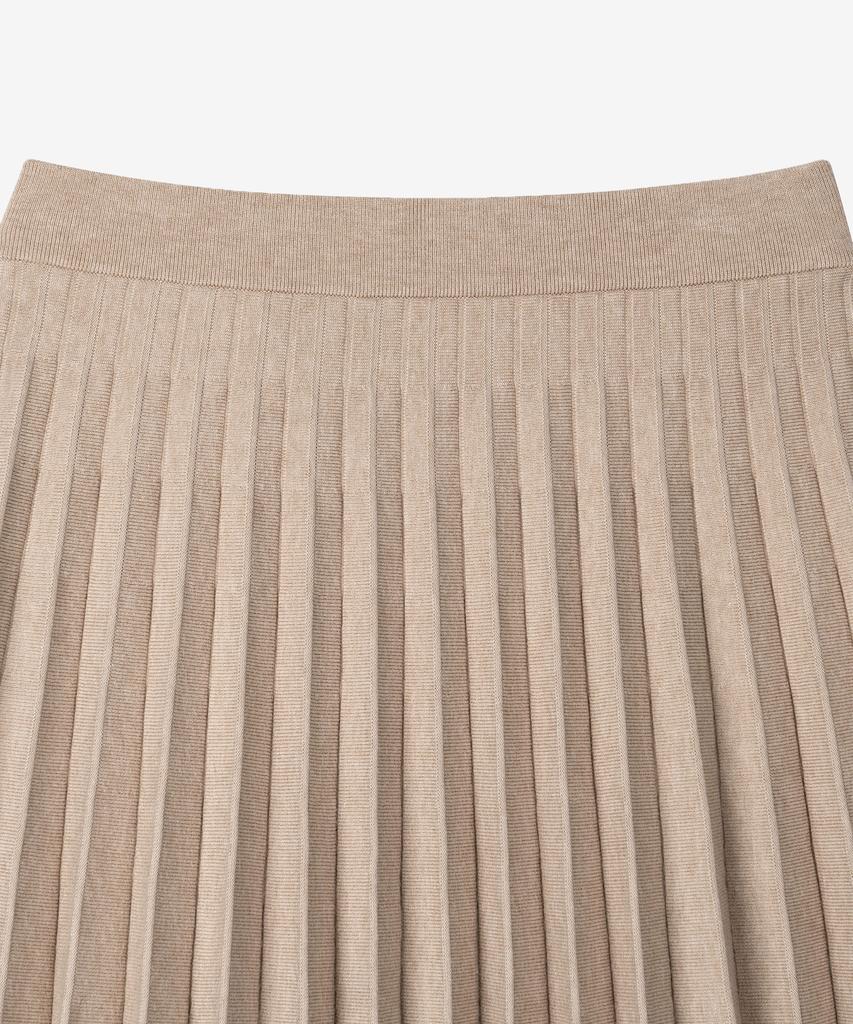 Basica Pleated Knit Skirt (Beige)